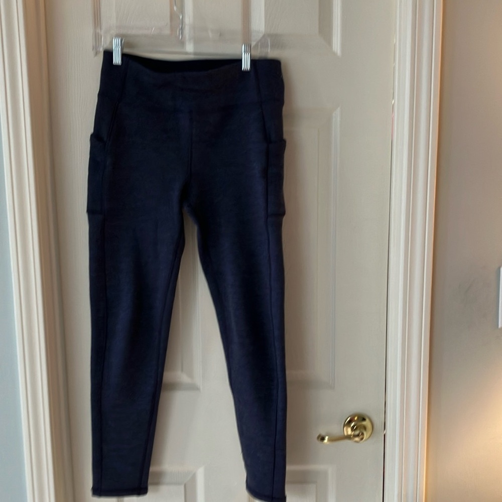 Athleta girls size 16 fleece lined cozy dark blue leggings
